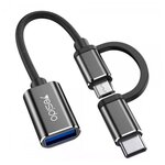 Переходник OTG 2 в 1 USB3.0 Yesido GS02 Micro USB на Type-C, черный - изображение