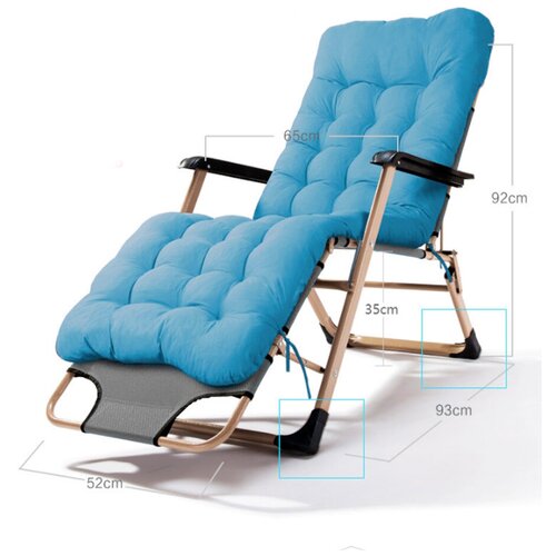 Кресло-шезлонг (раскладушка) складное с матрасом для дачи и сада, голубое
