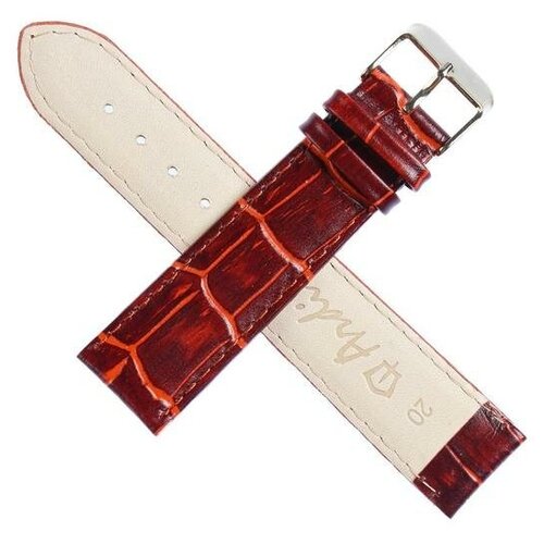 фото Ремешок для часов, мужской, 20 мм, натуральная кожа, тёмно-коричневый бренд ко