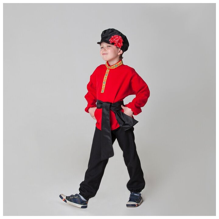 Market-Space Карнавальный костюм для мальчика «Русский народный», рубашка, брюки, картуз, кушак, рост 116-122 см, 5-6 лет