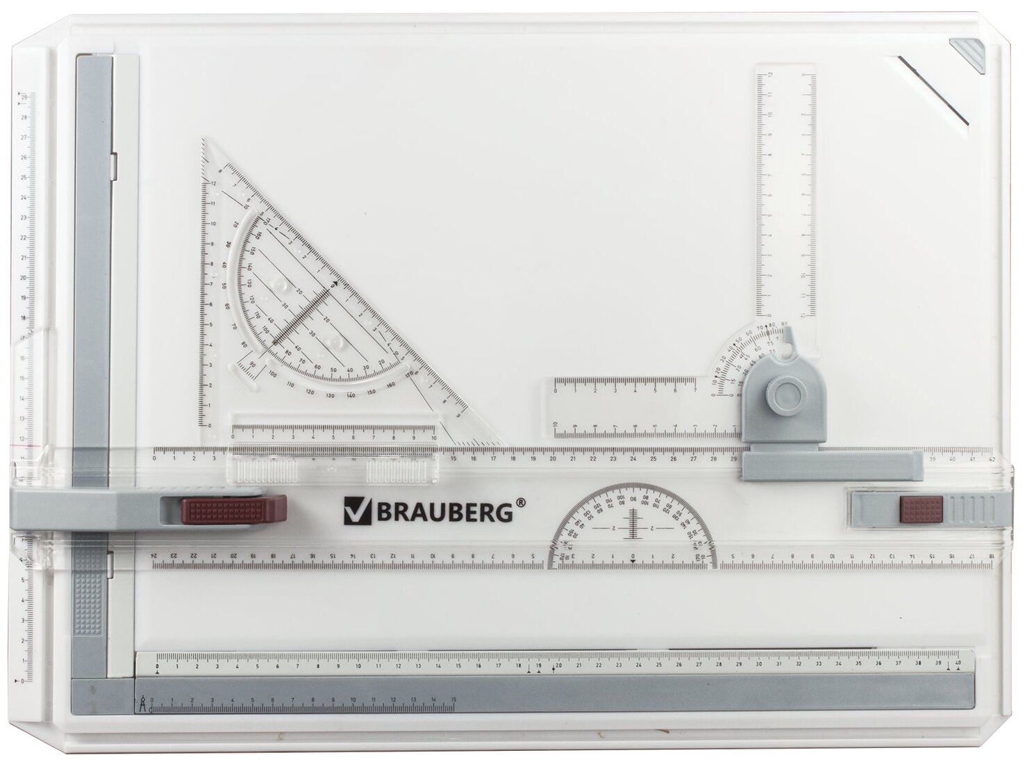 Доска чертежная Brauberg А3, 505х370 мм, с рейсшиной, треугольником и чертежным узлом (210536) - фото №1