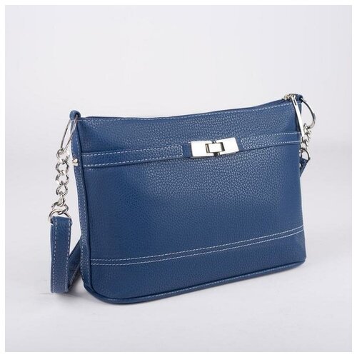 Кросс-боди Janelli отдел на молнии, наружный карман, длинный ремень, синяя