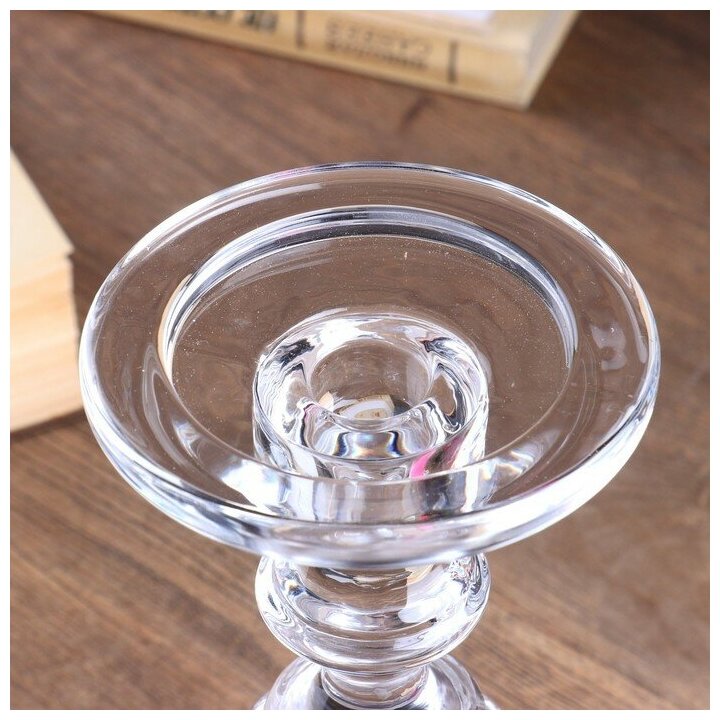Подсвечник стекло на 1 свечу двусторонний "Классический с шаром" прозрачный 30х11,3х11,3 см