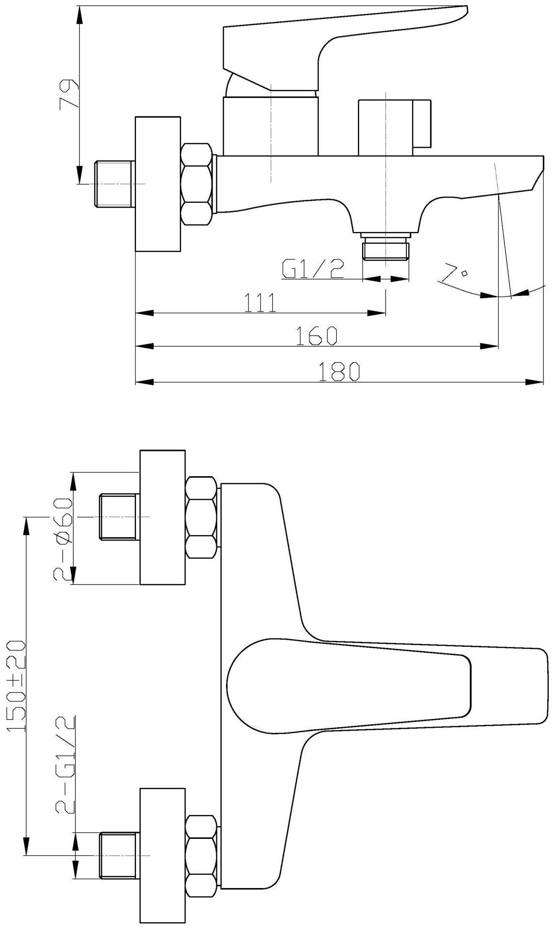 Смеситель для ванны и душа BelBagno Ancona VAS-CRM - фотография № 4