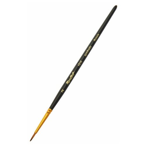 Кисть Roubloff Синтетика имитация колонка серия 1S15 № 2 ручка короткая черная матовая/ желтая обойма