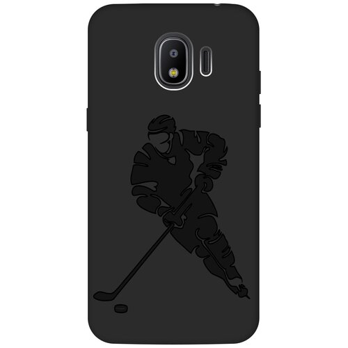 Матовый чехол Hockey для Samsung Galaxy J2 (2018) / Самсунг Джей 2 2018 с эффектом блика черный матовый чехол bts stickers для samsung galaxy j2 2018 самсунг джей 2 2018 с 3d эффектом черный