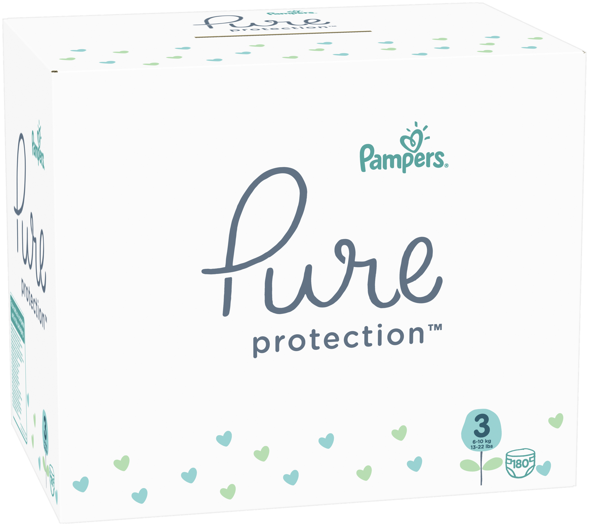 PAMPERS Подгузники Pure Protection Midi (6-10 кг) Мега Супер Упаковка 180