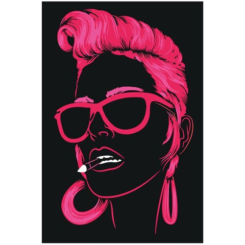 Картина по номерам, Живопись по номерам, 80 x 120, FU06, женщина, поп-арт, серёжки, очки, причёска, стиль картина по номерам живопись по номерам 80 x 100 fu04 женщина очки поп арт розовые волосы серёжки губы мода