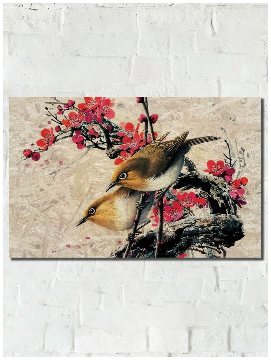 Картина интерьерная на рельефной доске ОСП Китайская живопись Гохуа Азия - 6602 Г