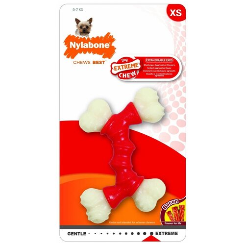 Игрушка для собак Nylabone Extreme Chew Double Bone двойная косточка экстра-жесткая с ароматом бекона XS (1 шт)