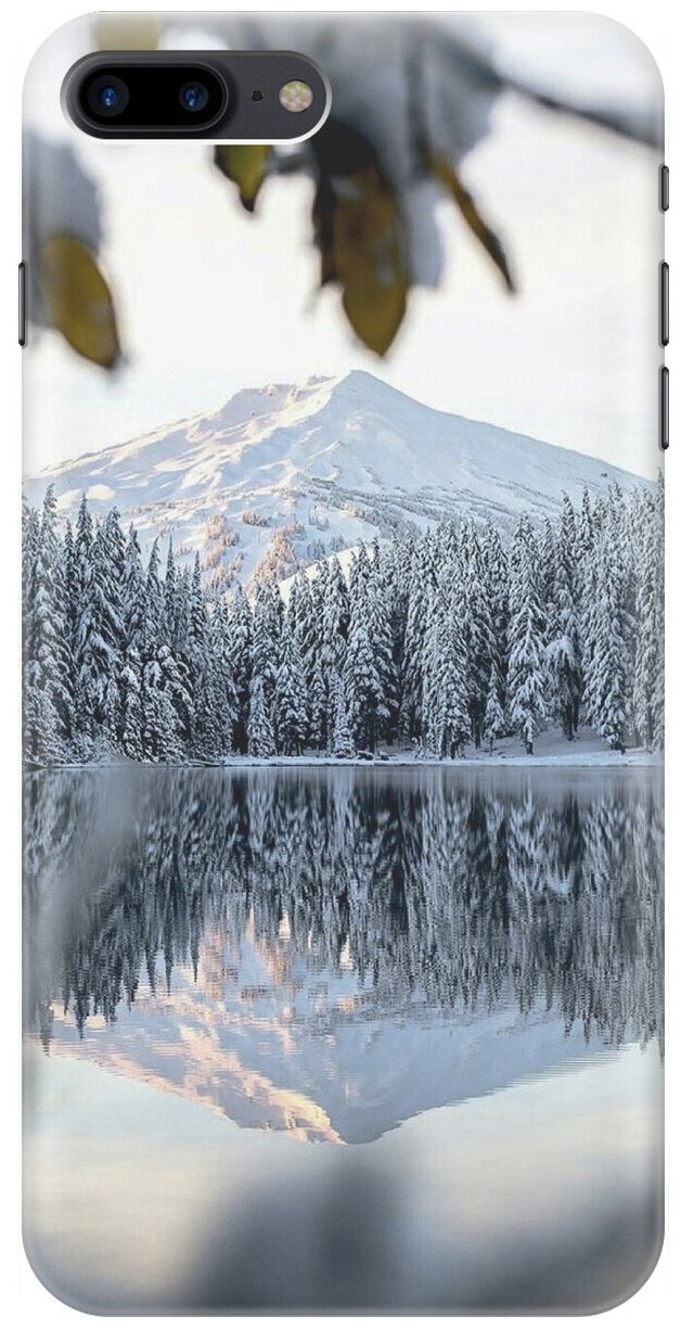 Силиконовый чехол на Apple iPhone 8 Plus / 7 Plus / Эпл Айфон 7 Плюс / 8 Плюс с рисунком "Озеро в заснеженном лесу"