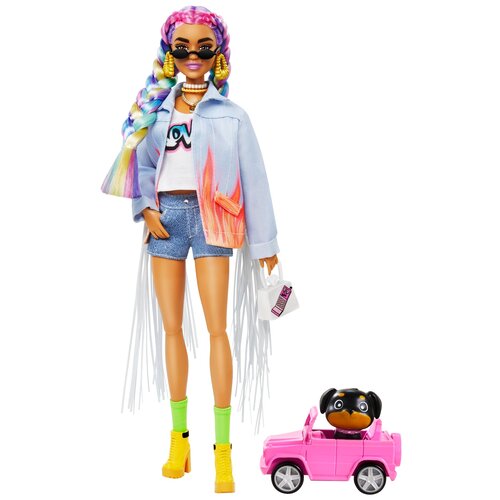 Кукла Barbie Экстра с радужными косичками, 29 см, GRN29 разноцветный кукла mattel barbie экстра с розовыми косичками