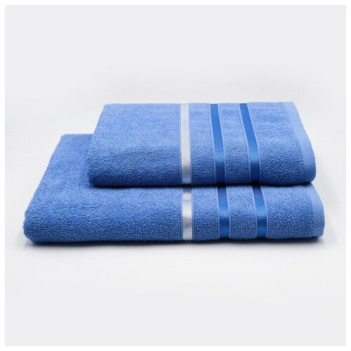 Полотенце махровое 50х80 Аквамарин, цвет васильковый, 380г/м 100% хлопок