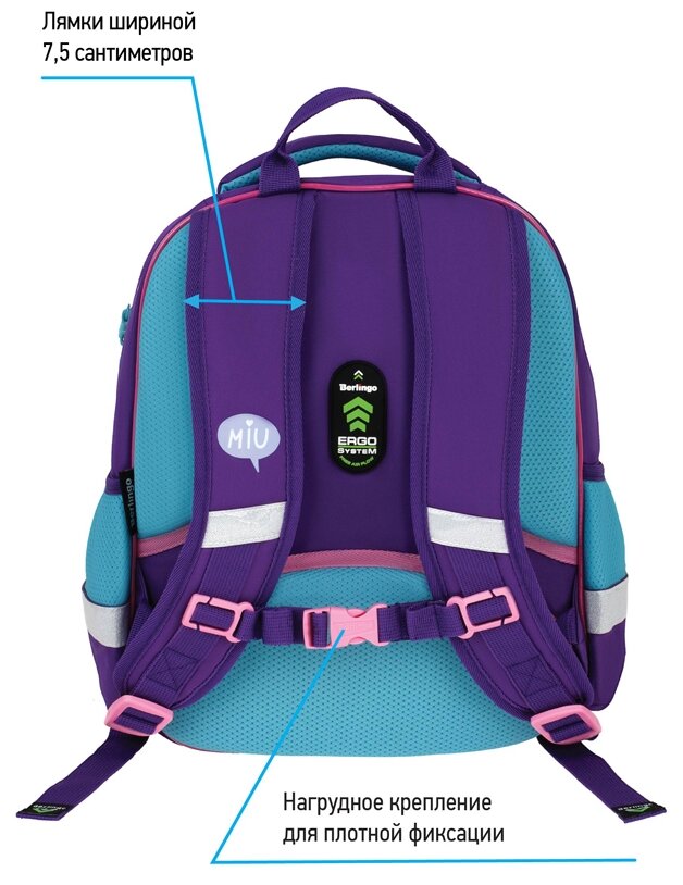 Рюкзак Berlingo Kids «Positive» 36*27*12см, 1 отделение, 2 кармана, эргономичная спинка, LED кант