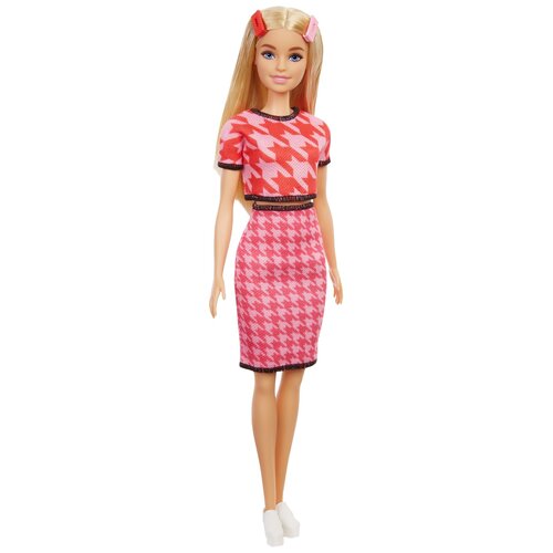 Кукла Barbie Игра с модой, 29 см, FBR37 блондинка в розовом костюме