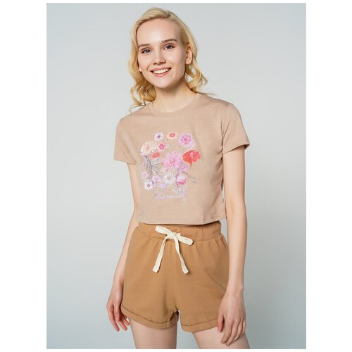 фото Футболка с кор.рукавом твое 78563 размер l, бежевый меланж, women