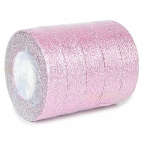 Лента металлизированная розовая с серебром, 2,5 см*23 м, 5 шт. в упаковке 5 рулонов коробка базовая декоративная васи лента в коробке