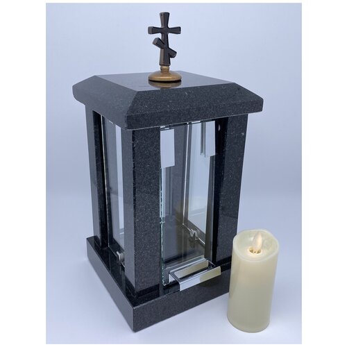 Лампада ритуальная из натурального Гранита Габбро 30 см.