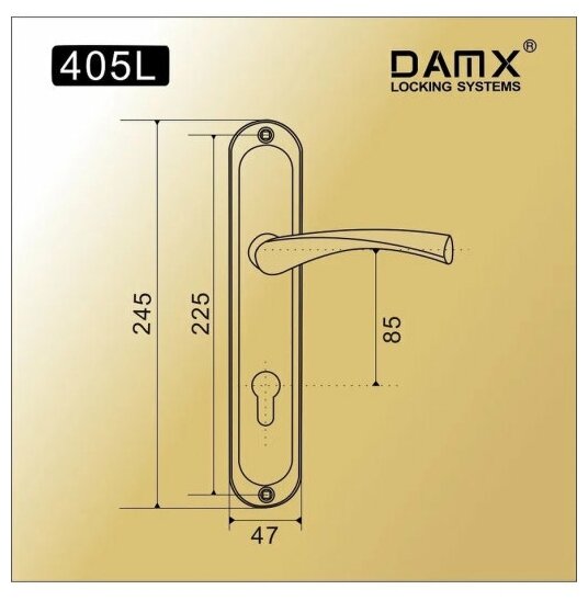 Ручка на планке DAMX MSM 405 L PB 85 мм. Цвет: золото - фотография № 2