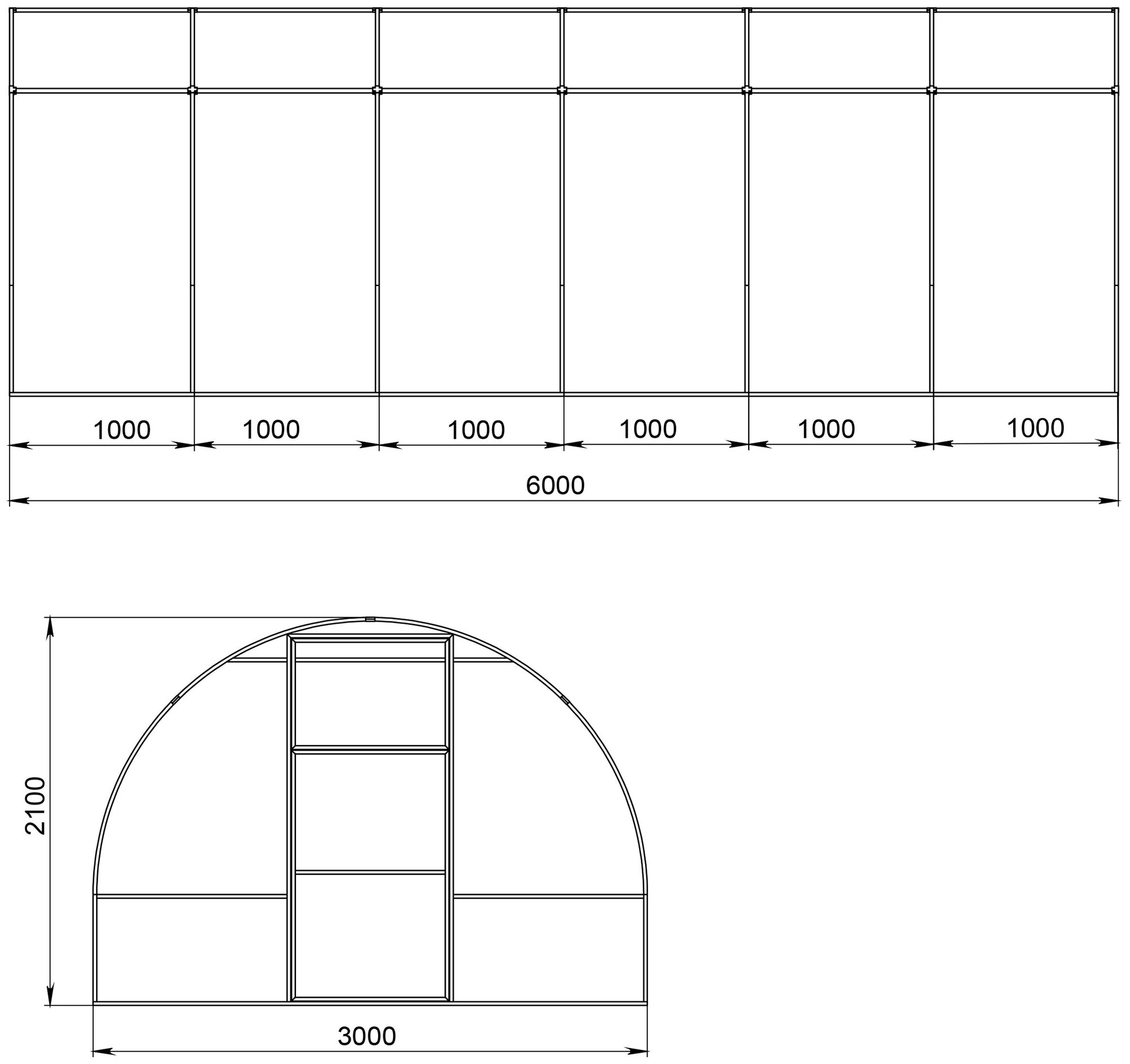 Теплица енисей Стандарт, 6х3х2,1 м, труба 20х20, шаг 1 м, две двери (только каркас!) - фотография № 3