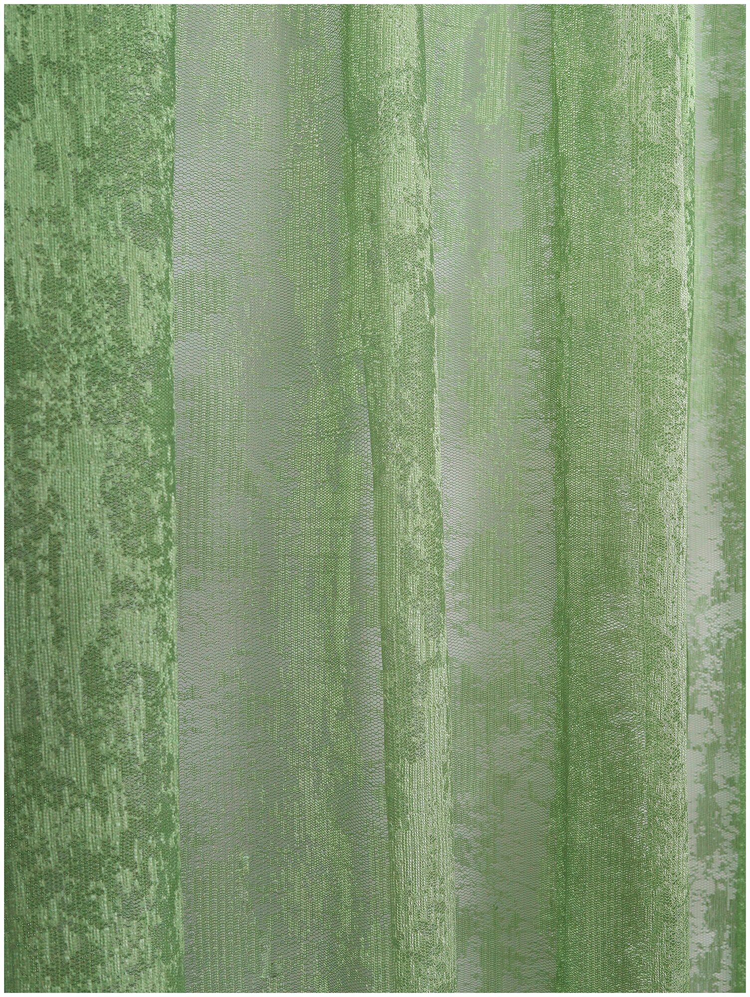 Тюль Мрамор, жаккардовый тюль, в гостиную, спальню, детскую зеленый, 300х260см - фотография № 3