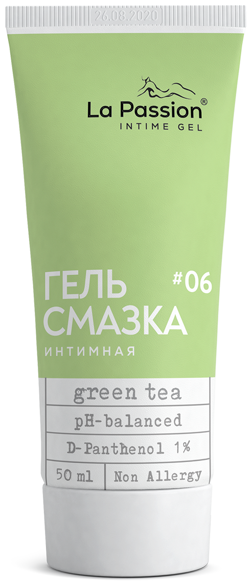 Лубрикант интимный гель смазка со вкусом Зеленый чай на водной основе для орального анального секса с пантенолом La Passion Green tea 50 мл
