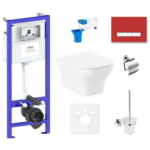 фото Комплект 9 в 1 lavinia boho bristol rimless 75110376, безободковый унитаз, сиденье микролифт, инсталляция, крепление, клавиша смыва, шумоизоляция, диспенсер, ершик, держатель туалетной бумаги