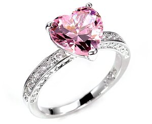 Кольцо помолвочное, фианит, размер 17, розовый