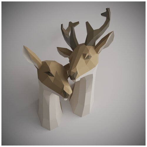 фото 3d-конструктор оригами фигура оленята подарочный набор на новый год 2022 для сборки полигональной фигуры бумажная логика