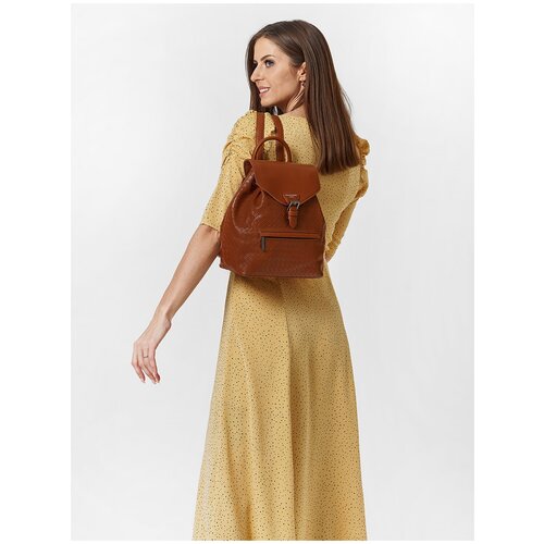 Рюкзак мессенджер DAVID JONES, фактура плетеная, коричневый стильный влагозащитный надежный и практичный женский рюкзак из экокожи cm6328k