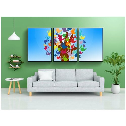 фото Набор модулных постеров для интерьера "волонтер, руки, дерево" 60x90 см. в тубусе, без рамки lotsprints