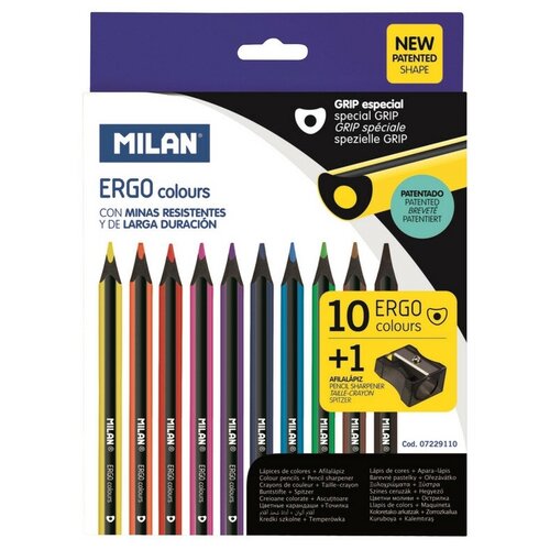 фото Карандаши цветные milan ergo, 10 цв., точилка, 7229110