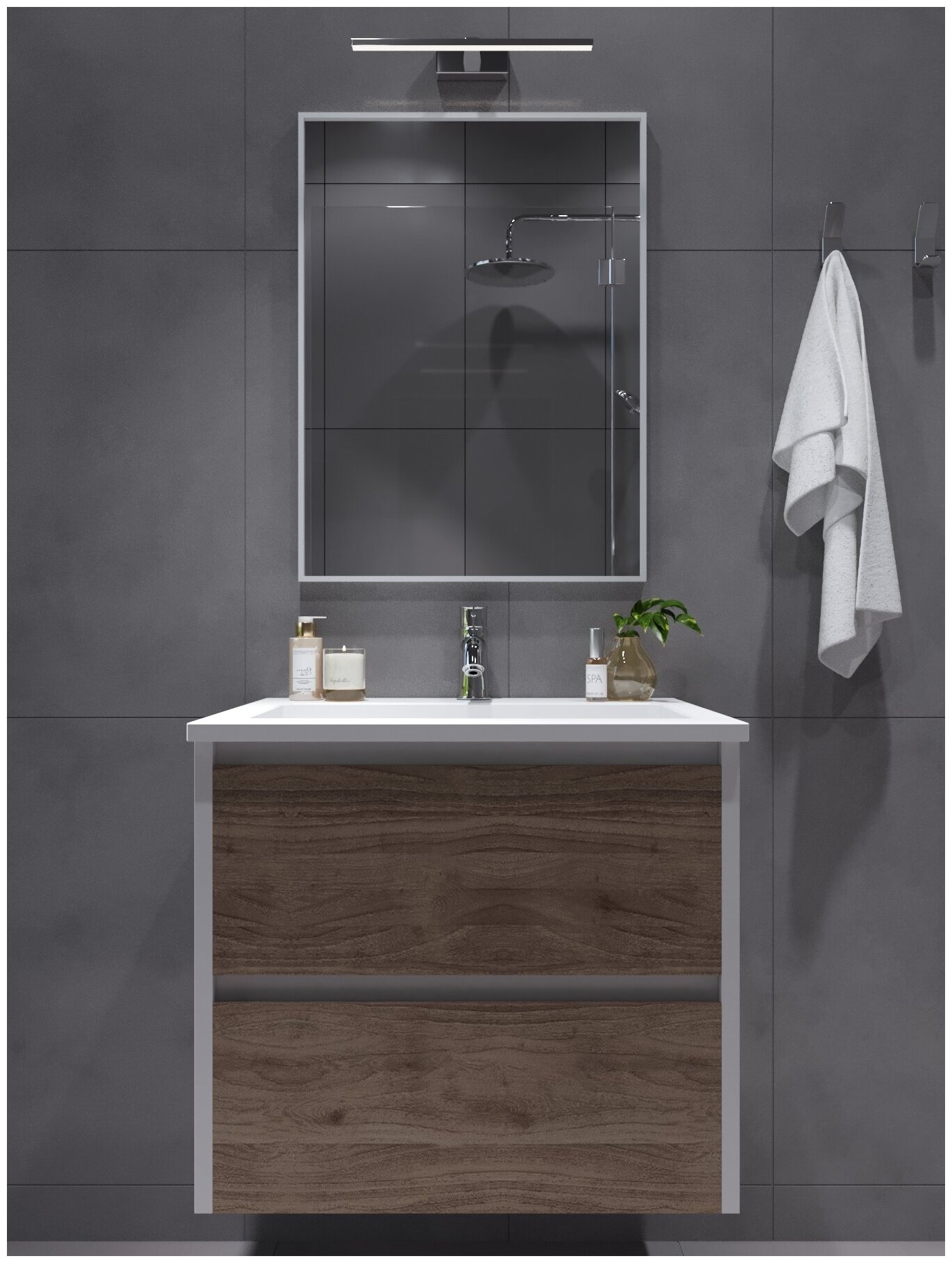 Зеркало настенное в ванну, Зеркало декоративное 60х43.5 см, цвет рамы - серебристый, TODA ALMA - фотография № 1
