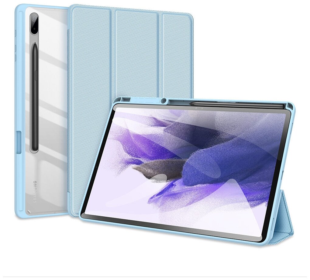 Чехол книжка для Samsung Tab S7 FE Lite (T730 / T736B) / S7 Plus (T970 / T976B), Dux Ducis Toby series голубой