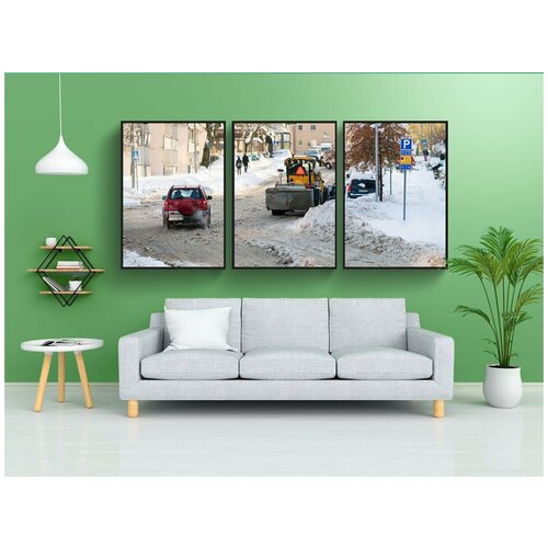 фото Набор модулных постеров для интерьера "пахать, улица, зима" 60x90 см. в тубусе, без рамки lotsprints