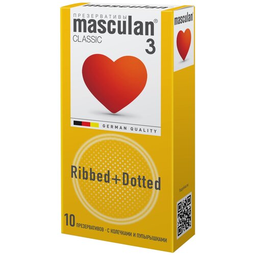 Презервативы masculan 3 Classic Dotted+Ribbed, 10 шт. презервативы masculan 3 classic dotted ribbed 3 шт