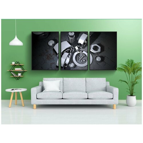 фото Набор модулных постеров для интерьера "металл, кольца, доля" 60x90 см. в тубусе, без рамки lotsprints