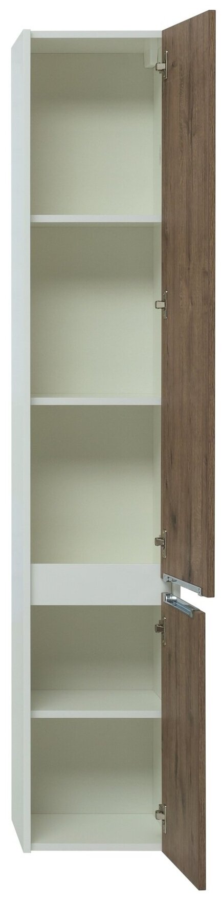 Шкаф-пенал для ванной Aquanet Клио 35 белый глянец/Дуб Веллингтон - фотография № 3