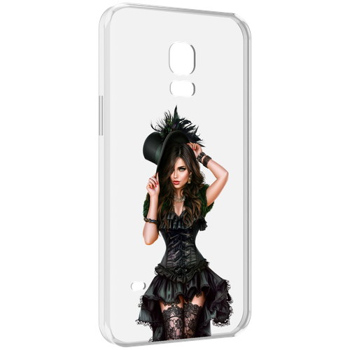 Чехол MyPads стройная-девушка-в-черном-платье для Samsung Galaxy S5 mini задняя-панель-накладка-бампер