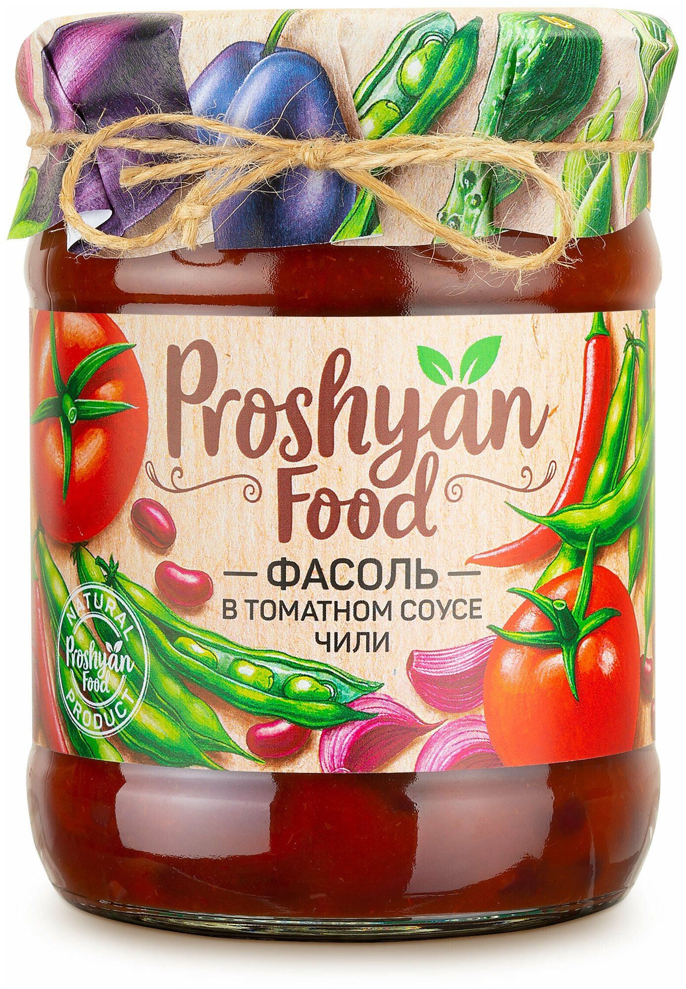Фасоль в томатном соусе чили PROSHYAN FOOD стеклянная банка 500г