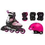 Детские ролики с защитой и шлемом Rollerblade Microblade Cube G - 2021 Pink/White - изображение