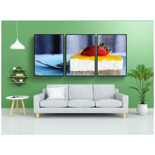 фото Набор модулных постеров для интерьера "чизкейк, лимон, десерт" 60x90 см. в тубусе, без рамки lotsprints