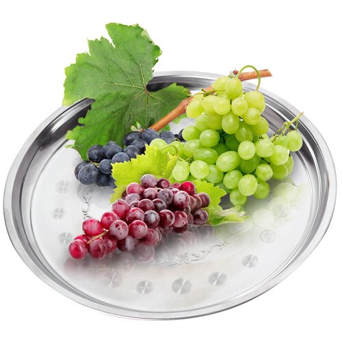 Поднос Kamille 34 см из нержавеющей стали КМ-4300 (Ø34х2 см)