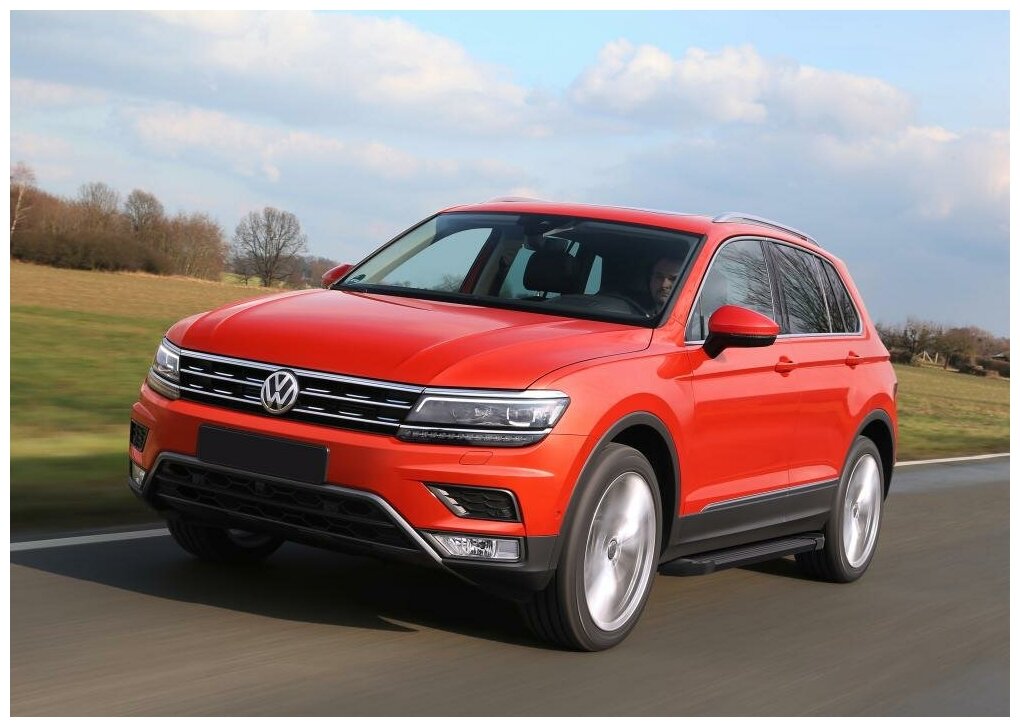 Пороги алюминиевые "Black" Rival для Volkswagen Tiguan II 2017-н. в, 173 см, 2 шт. F173ALB.5802.4 — фото 5