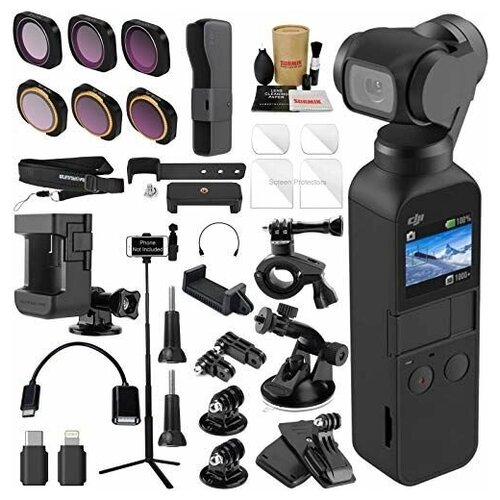 Экшн-камера DJI OSMO PocketAxisGimbalCamera Bundle with ND  & Rotating Polarizer Filter Set, Extension Rod/Selfie Stick, Tripod  & Must Have Accessories