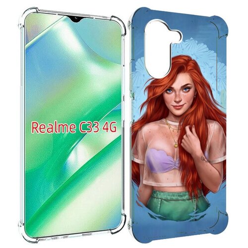 Чехол MyPads девушка-в-голубом-фоне женский для Realme C33 4G задняя-панель-накладка-бампер