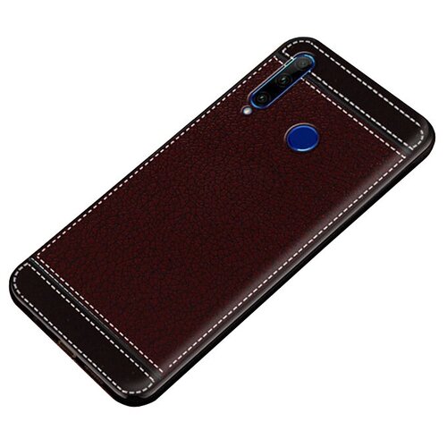 фото Чехол mypads для huawei p20 pro из качественного износостойкого силикона с декоративным дизайном под кожу с тиснением коричневый