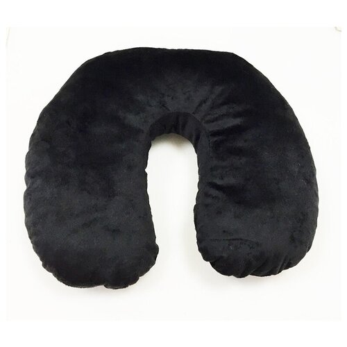 Подушка подкова из плюша для сна с холофайбером (черная) 77008