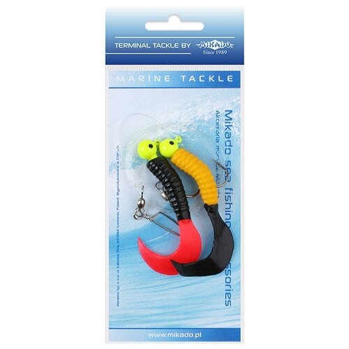 Морская оснастка Mikado PILK TWIST JIGHEAD RIG 7.5 см, 6 г. (2шт.) YELLOW/RED/BLACK, арт. LS-A007-2X6