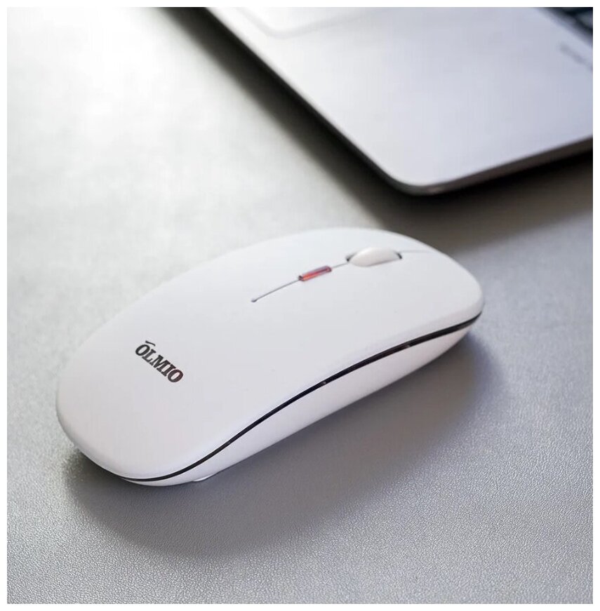 Компьютерная беспроводная тихая мышь с цветной подстветкой RGB WM-21 / 4 кнопки / разрешение 1600 DPI / белая